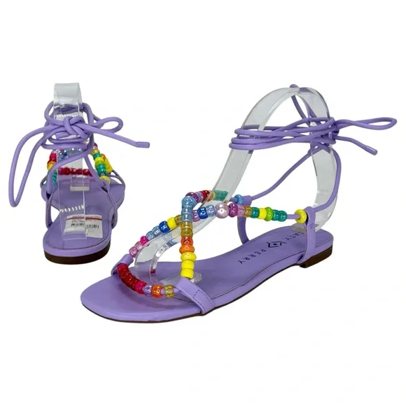 Katy Perry Halie Bead Purple Tie Up Womens Sandals Size 6.5M - Picture 9 of 13